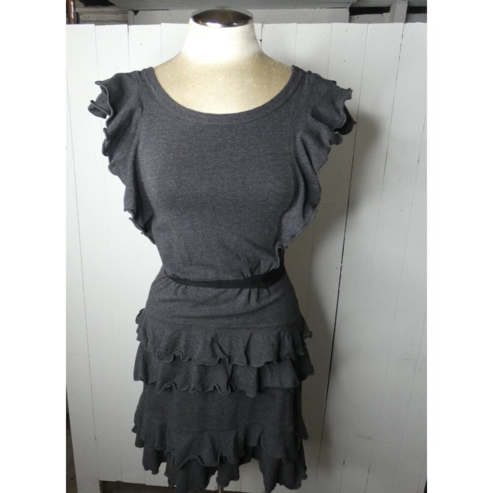 Marc by Marc Jacobs Women's XS Grey Jersey Knit Mini Dress Ruffle Tiered Stretch
